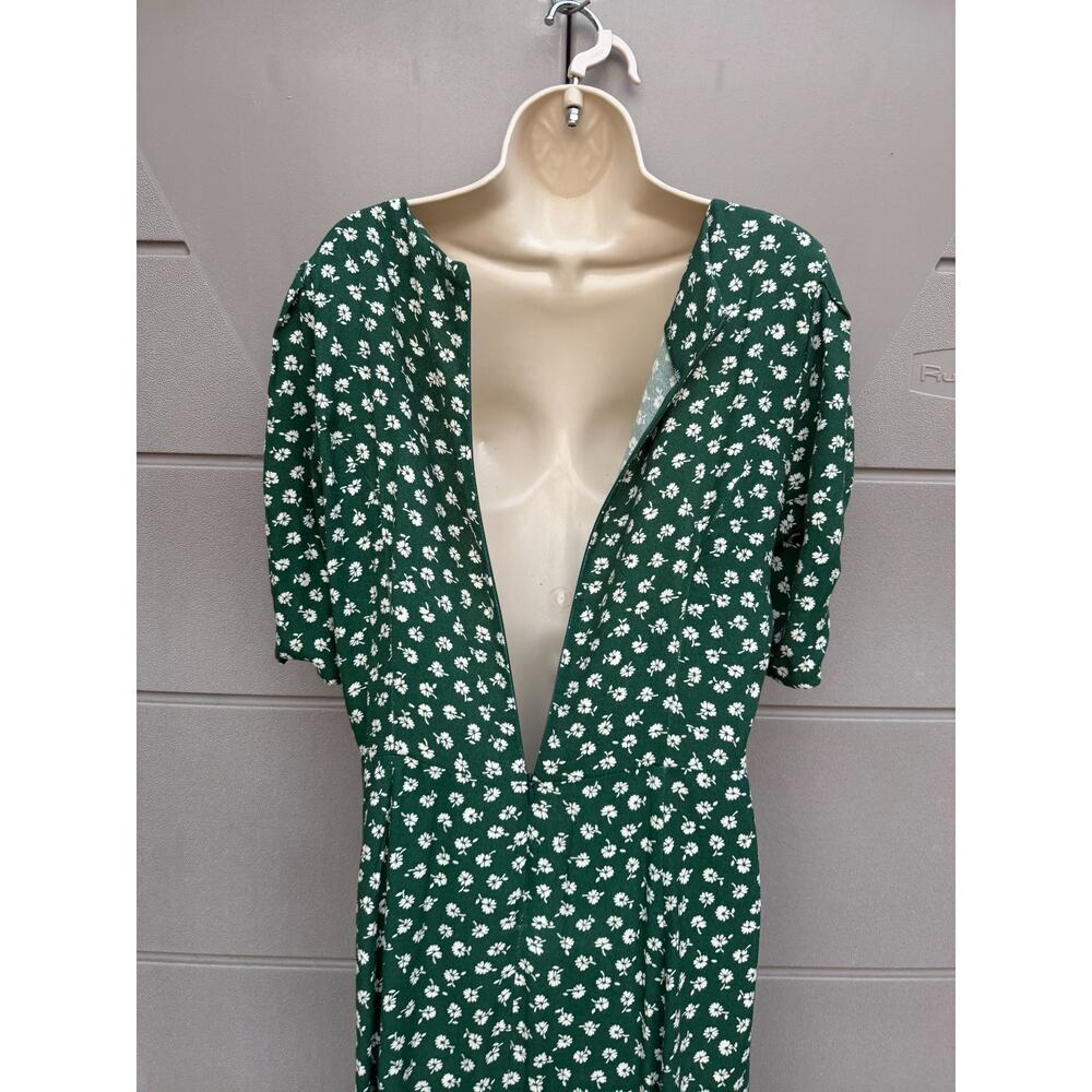 Reformation Lacey Green Floral Midi Dress Sz 12 Puff Sleeve Cottagecore Prairie - Picture 7 of 12